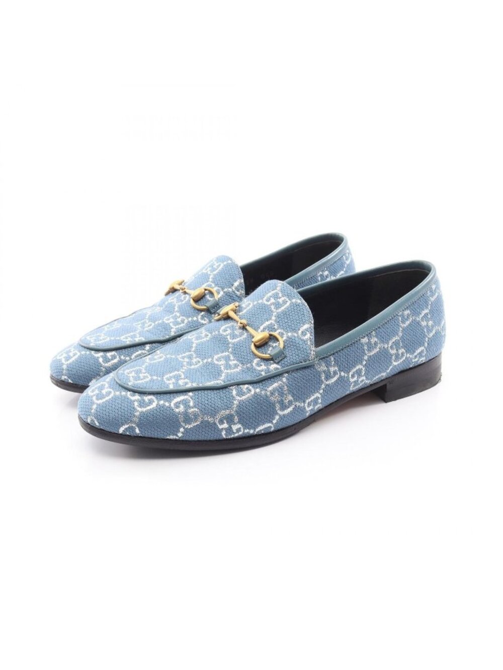 Gucci Loafers Horsebit GG Pattern Blue Canvas Leather